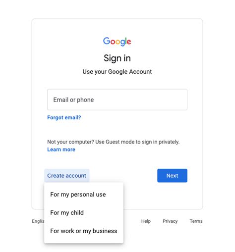 Create Your Account .